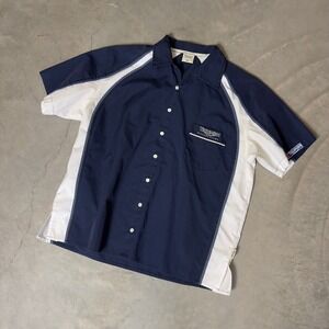 Vintage Triumph Motorcycles Pit Shirt Mens XXL Navy Blue White Racing Biker Y2K